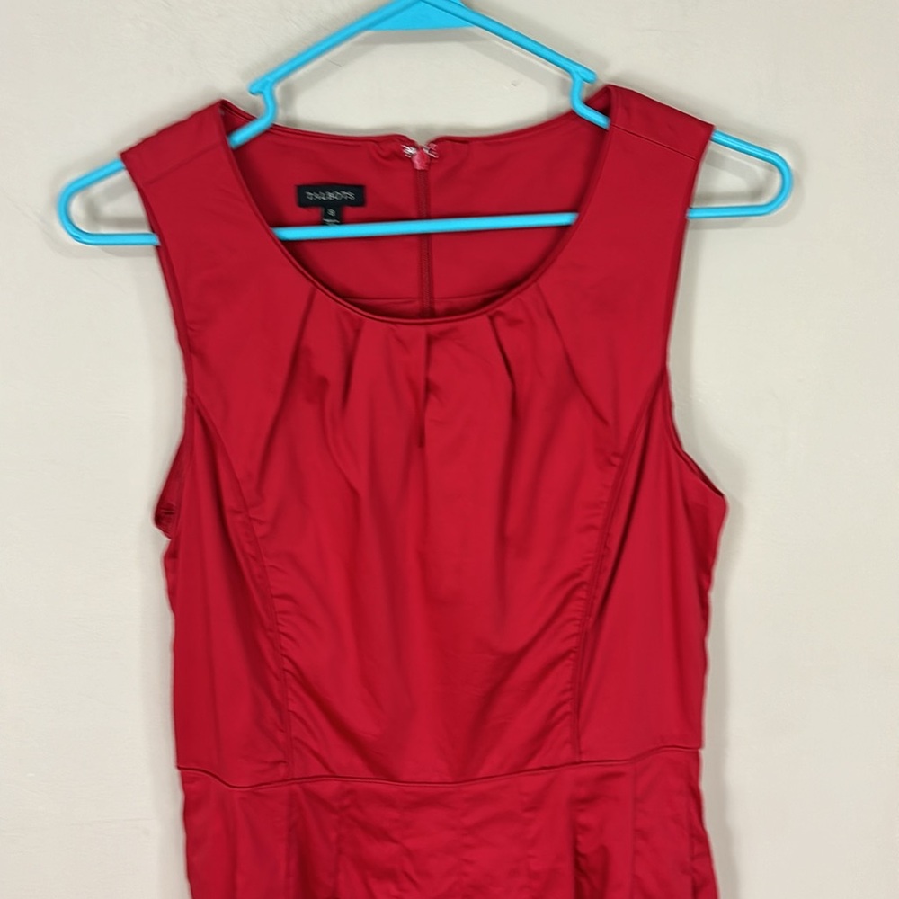 Talbots Red Cotton Blend Sleeveless Fit and Flair Dress Size 8 - Picture 2 of 13